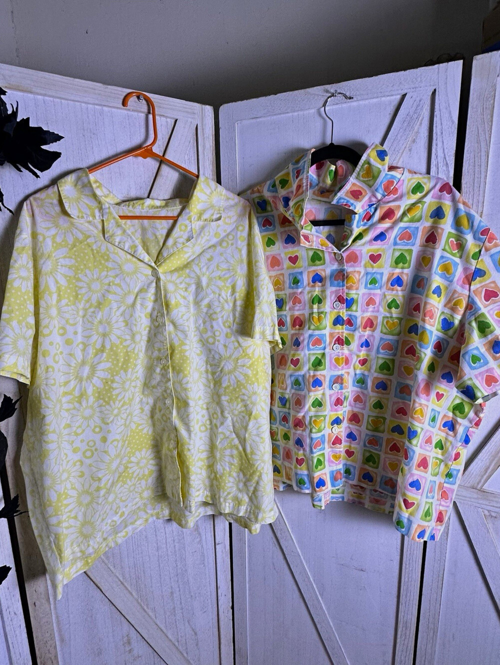 Vintage 90s Boxy Twee Shirts Bundle Plus Sz 3x Daisy  & Rainbow Hearts Cottage